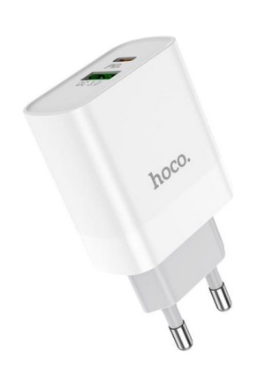 Сетевое ЗУ Hoco N5 2USB 3.0A PD 20W+QC3.0 быстрая зарядка Lighting Type-C 1м (White)