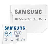 Карта памяти SD Micro 64 Gb, Class 10, SDXC, Samsung MB-MC64KA/EU EVO PLUS, 1 адаптер