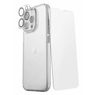 Набор Bundle Uniq для iPhone 15 Pro Max 360 Clear (Lifepro Xtreme +Optix glass +Camera lens)