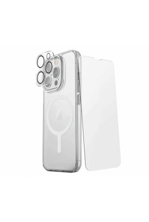 Набор Bundle Uniq для iPhone 15 Pro 360 Clear MagSafe (Lifepro Xtreme +Optix glass +Camera lens)