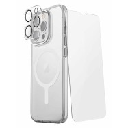 Набор Bundle Uniq для iPhone 15 Pro 360 Clear MagSafe (Lifepro Xtreme +Optix glass +Camera lens)