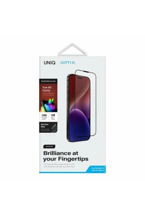 Стекло Uniq для iPhone 15 Pro OPTIX Vivid (true colors Anti-dust) Clear/Black (+installer)