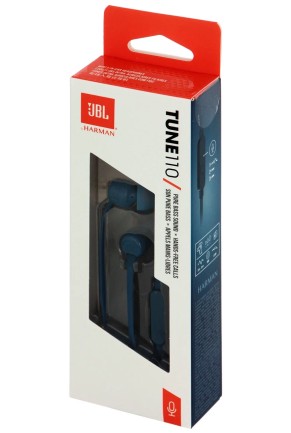 Наушники вакуумные JBL T110, с микрофоном, синий